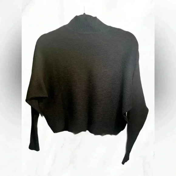 Philosophy black turtle mock neck casual versatile cropped long sleeve sweater L - Picture 3 of 5